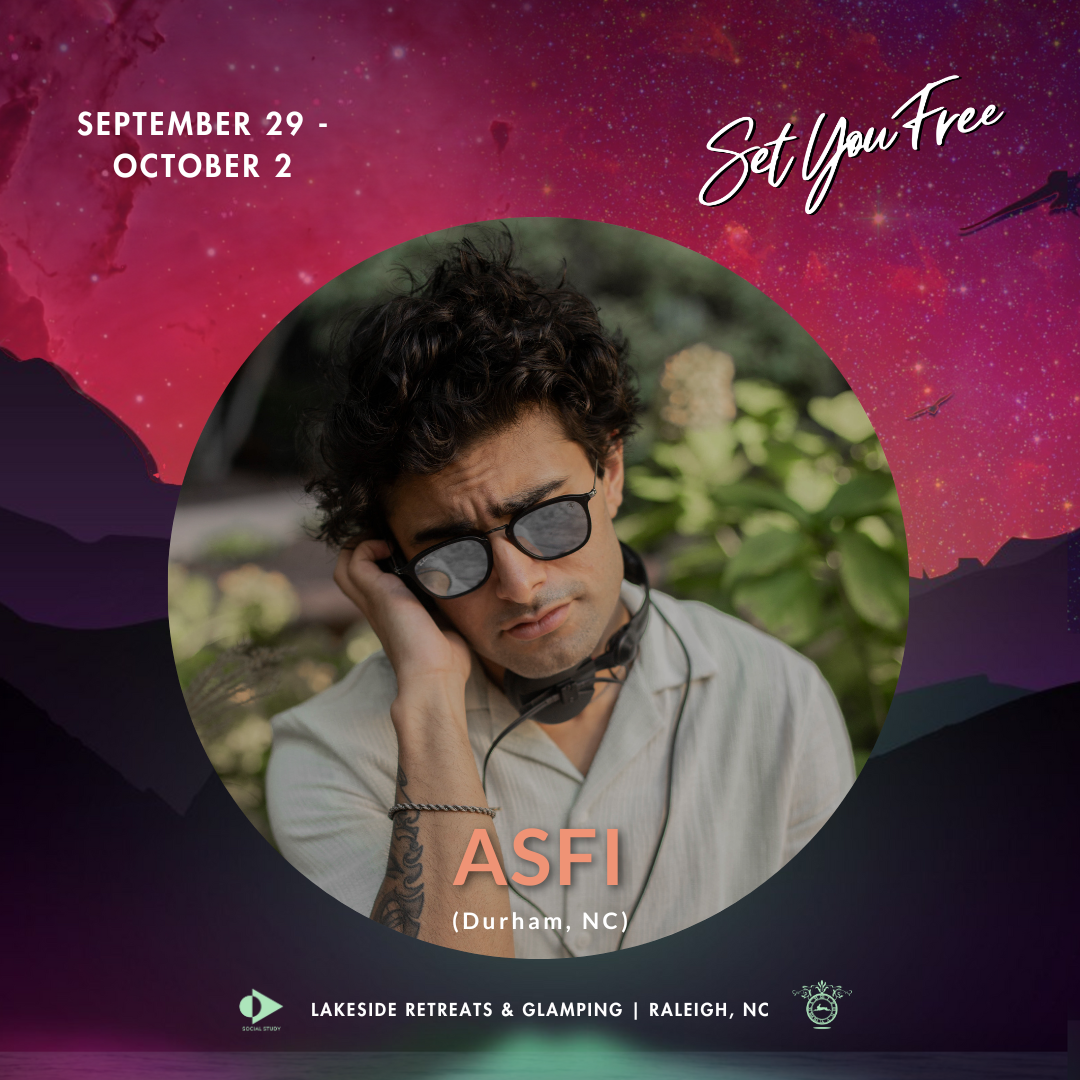 ASFI - Asfandyar Khan Featured at Set You Free Music Festival Lineup Asfandyar Khan ASFI featured artist at Set You Free Music Festival poster with Rabbit Whole Productions